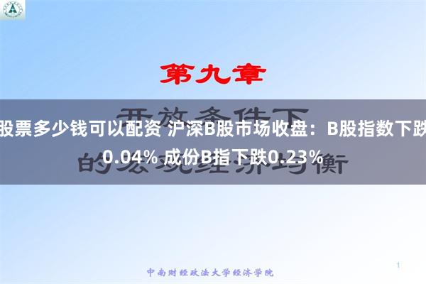 股票多少钱可以配资 沪深B股市场收盘：B股指数下跌0.04% 成份B指下跌0.23%