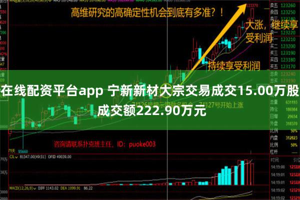 在线配资平台app 宁新新材大宗交易成交15.00万股 成交额222.90万元